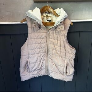 Sky Plus Sky Plus 2X Taupe‎ Quilted Hooded Casual Zip Up Vest